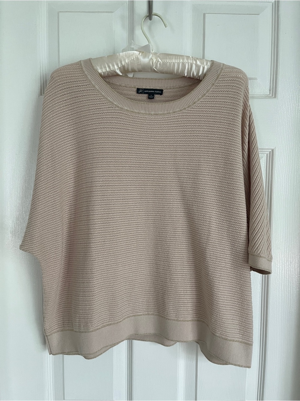 Adrianna Papell Openwork Knit Sweater - Light Blush